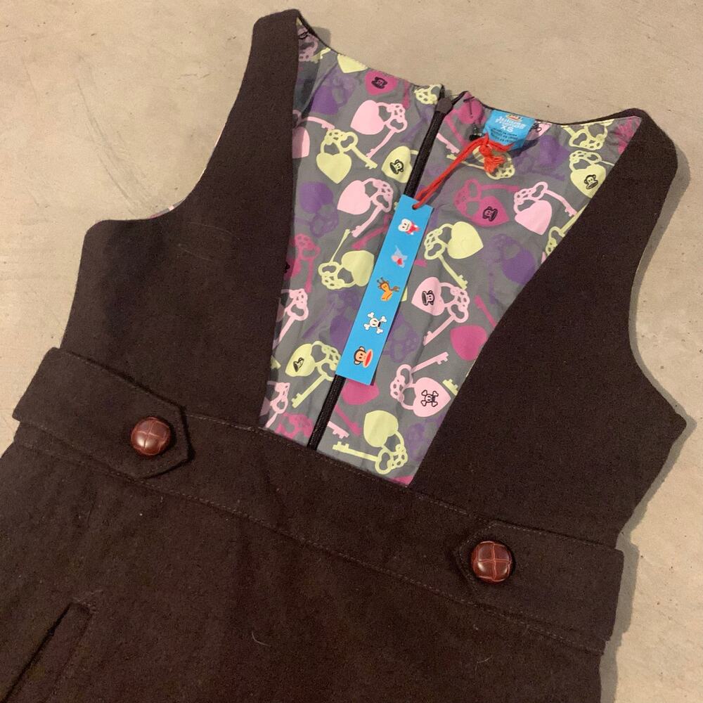 Y2K Paul Frank Brown Twee Mini Dress XS NWT Deadstock - Picture 2 of 7